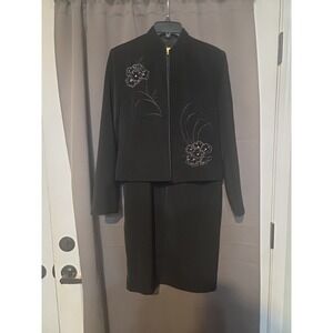 Positive Attitude Black Sleeveless‎ Dress & Suit Jacket, Women's Size 6, Beaded